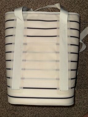 Magnolia Hearth and Hand White and Navy Striped Canvas Tote Backpack